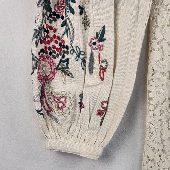 Anthropologie Let Me Be Victoria WMNS Lace Embroidered Mini Dress S Ivory NWT - Picture 6 of 16